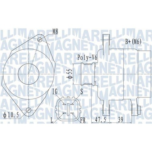 Alternator Toyota Yaris ( P9) 01.05-12.14, 1.3 VVT-i (SCP90 , SCP90R), MAGNETI MARELLI