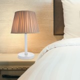Tischleuchte Kilbride E27 Metall Glas Textil Wei&szlig; / Sandfarben [lux.pro] HausGarden Leisure