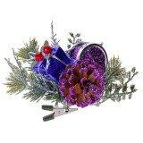Ornament Crăciun, Ramură, Cadou, Con și Tobă, Mov, 18cm, Oem