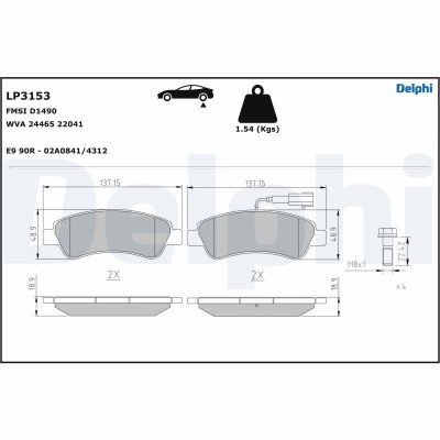 DELPHI LP3153 set placute frana,frana disc foto