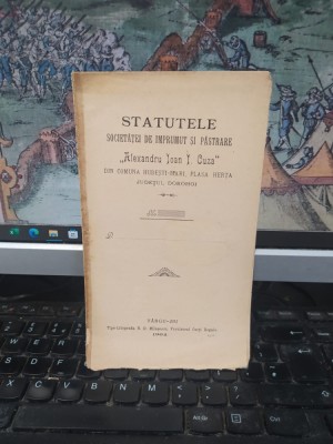 Statutele Societăței de &amp;icirc;mprumut și păstrare Alexandru Ioan I. Cuza din com. Hudești Mari, plasa Herța, jud. Dorohoi, azi &amp;icirc;n jud. Botoșani, 1902, 195 foto