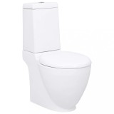 Vas WC toaleta de baie, alb, ceramica, rotund, flux inferior