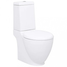 Vas WC toaleta de baie, alb, ceramica, rotund, flux inferior foto