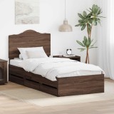 Cumpara ieftin Cadru de pat cu sertar Stejar maro 90 x 200 cm Lemn Ingineresc