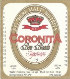 NI501 Etichetă bere blondă superioară Coronița, SC Bere Malț Bistrița, &icirc;nceputul anilor 1990