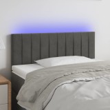 Cumpara ieftin Tăblie de pat cu LED, gri &icirc;nchis, 100x5x78/88 cm, catifea