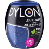 Vopsea Textilă Dylon Jeans Blue pentru Mașina de Spălat, Bumbac, In, C&acirc;nepă, 600g