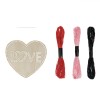 Set Broderie, Model Inimă, Ață Multicolor, Dimensiune 11.5x11cm, Ac Plastic