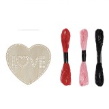 Set Broderie, Model Inimă, Ață Multicolor, Dimensiune 11.5x11cm, Ac Plastic, Oem