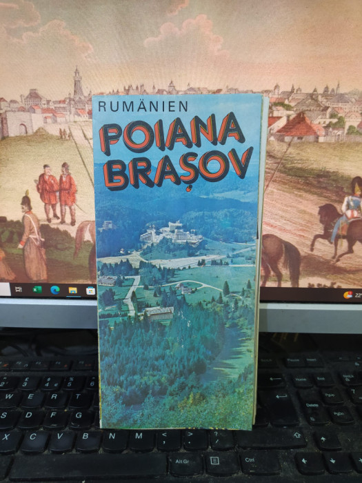 Rumanien Rumaenien Rom&acirc;nia, Poiana Brașov, Hartă și pliant &icirc;n germană, 1989, 109