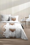 Lenjerie Charming Pat Dublu, 3 Piese, Cearsaf Pilota 240x220cm, 2 Fete De Perna 63&times;63cm, Culoare Natural, 100% Bumbac Oeko Tex