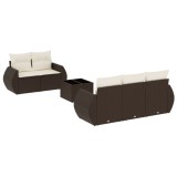 Cumpara ieftin Set canapele de gradina cu perne, 6 piese, maro, poliratan