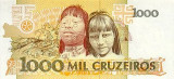 Bancnota Brazilia, 1000 Cruzeiros (nedatata; circa 1990-1991), UNC