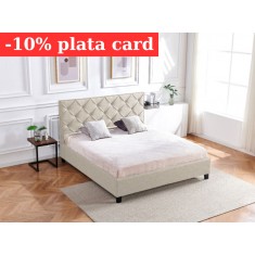 Pat Hypnotic 160x200 cm Tapitat Catifea Bej Somiera Inclusa (cod ML 1705-01)