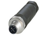 Conector M12 mufă, 3 pini, 630V, drept, IP67, terminal cu şurub