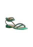 Sandale, Alma en Pena, piele naturala, toc de 2cm, verde, marime 37 EU