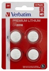 BATERIE VERBATIM, butoni (CR2016), 3V litiu, 4 buc., &amp;quot;49531&amp;quot; (timbru verde 0.04 lei) foto