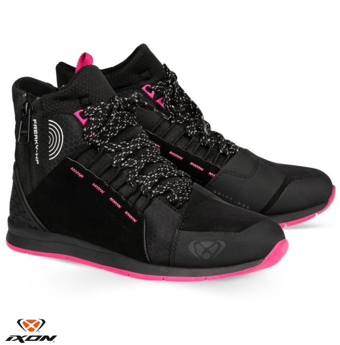 Ghete pentru scuter - motocicleta Urban femei All Season Ixon model Freaky WP LS culoare: negru/fuchsia (roz) (100% waterproof) 39