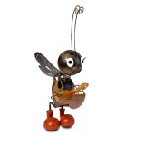 Decoratiune metalica gradina Albina cu borcan de miere 36 cm, Jad