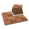 Outsunny Set de 10 bucăți Plăci exterioare din lemn 31x31 cm 0,91 m&sup2; Pardoseală grădină exterioară Antiderapante Maro &icirc;nchis | Aosom Romania