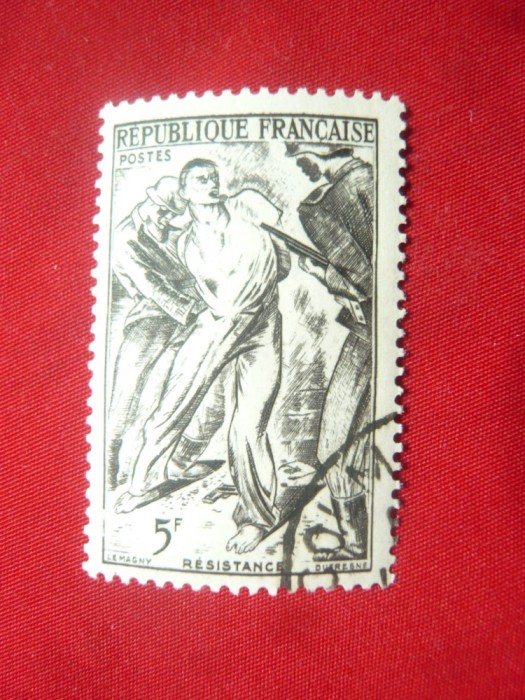 Serie- Pictura- Rezistenta ,Franta 1947 ,1 valoare stampilata