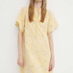 Bruuns Bazaar rochie din bumbac WoodbineBBJulia dress culoarea galben, mini, evazati, BBW3948