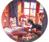 FARFURIE DECORATIVA PORTELAN KAHLA BAVARIA BRADEX EDITIE LIMITATA DECOR PISICA PISICI