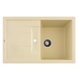 FCB-7749FI/1.5T, Chiuveta de bucatarie din granit cu o cuva si scurgator, seria FORT, Ivory, 775x495x200 mm, FLOW