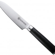 Cutit santoku otel Damask HRC 60 Konstanz, Carl Schmidt Sohn, 12 cm, maner negru, 071318