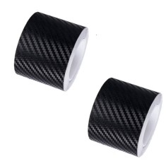 Set 2x Banda Protectie Auto 3D, BZRSH , din Carbon, Pentru Prag, Usa, Bara, Bord, Impermeabila, Tuning Auto, 10 cm x 5 metri