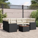 vidaXL Set canapele de grădină cu perne, 7 piese, negru, poliratan 3256350
