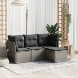 Gossi set canapea de gradina cu perne, 4 piese, gri, poliratan