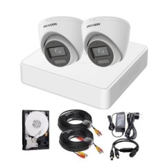 Sistem supraveghere Hikvision, 2 camere, 2MP, Dual Light, IR 40m, WL 20m, Microfon, DVR 4 canale, Hard 500GB, Accesorii incluse SafetyGuard Surveillan