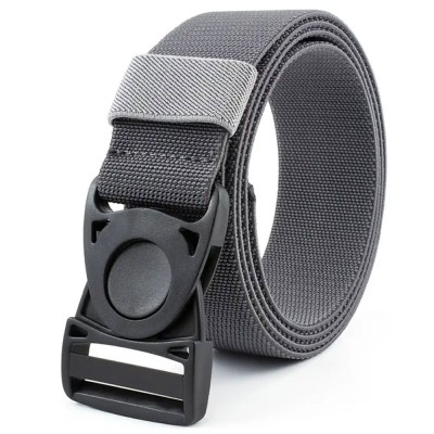 Curea elastica Pufo Traveler pentru barbati 3.8 x 125 cm, catarama plastic, gri foto