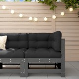 Canapea de colt gradina Gossi, lemn masiv pin, gri, 63.5x63.5x60 cm, design modular