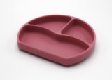 Farfurie Silicon BabyJem 3 Compartimente Roz, pentru auto-diversificare, anti-alunecare, BPA-Free, 6 luni+