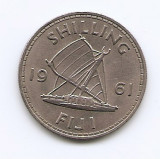 Fiji 1 Shilling 1961 - Elizabeth II - Cupru-nichel, B11, 23.5 mm KM-23 (1), Australia si Oceania