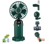 Cumpara ieftin Ventilator Machiaj Ultra Portabil, 5 Trepte de Viteza, Pliabil, cu Ecran LCD, Verde