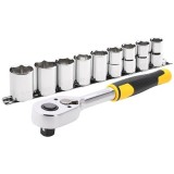 Set de clicheti si chei tubulare STANLEYr 1 2 in., 72 de dinti, 10 buc.