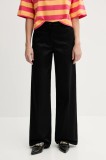 Sisley pantaloni culoarea negru, lat, high waist, 4ED4LE03G