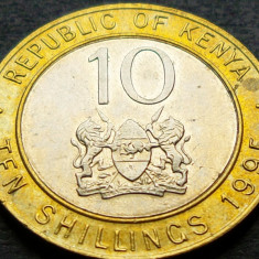 Moneda exotica bimetal 10 SHILLINGS - KENYA, anul 1995 * cod 828 B