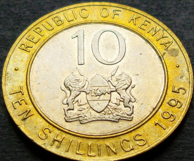 Moneda exotica bimetal 10 SHILLINGS - KENYA, anul 1995 * cod 828 B foto