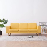 VidaXL Canapea cu 3 locuri, galben, material textil 281392