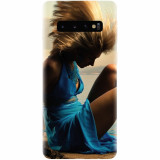 Husa silicon pentru Samsung Galaxy S10, Girl In Blue Dress