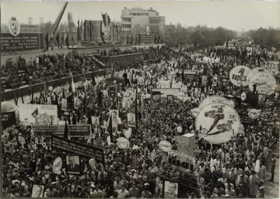 1 Mai 1965 Foto mare demonstratie 18x13 cm Bucuresti / Aviatorilor Ceausescu Dej foto