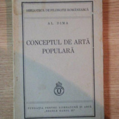 CONCEPTUL DE ARTA POPULARA de AL. DIMA , 1939