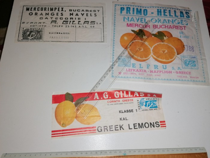 LOT 3 AMBALAJ / ETICHETA VECHI CITRICE - MERCURIMPEX ROMANIA