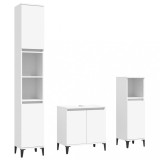 Cumpara ieftin Set mobilier de baie, 3 piese, alb, lemn compozit