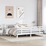 Cumpara ieftin Cadru de pat cu tăblie fără saltea, alb, 180x200 cm