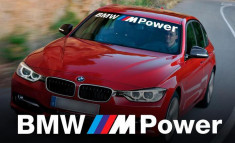 Sticker Auto Parbriz BMW M Power, culoare alba foto